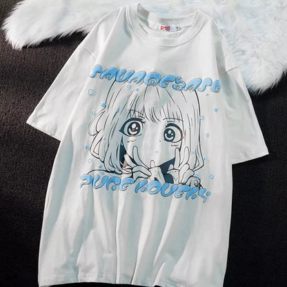 Anime Girl Graphic Print Loose Short Sleeve T-shirt