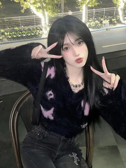 Black Fluffy Butterfly Sweater