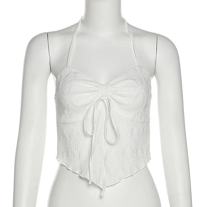 White Lace Backless Tank Top
