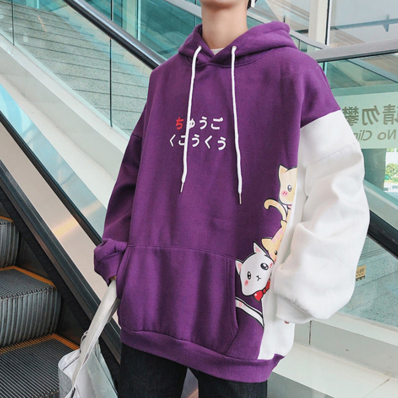 Cute Cat Kitten Cartoon Oversized Sweater Long Sleeve Shirt Top Pullover Hoodie Sweatshirt E-Girl Kawaii Korean Japanese Harajuku Retro Streetwear