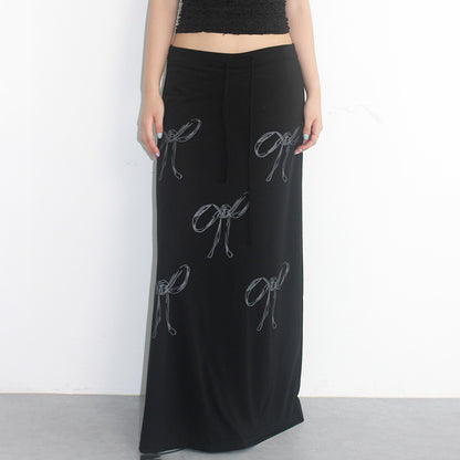 Black Bow A-Line Maxi Skirt