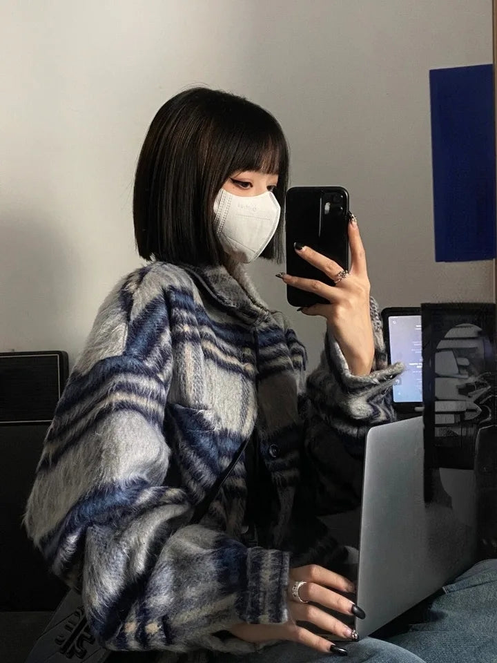 Plaid Pocket Loose Sweater