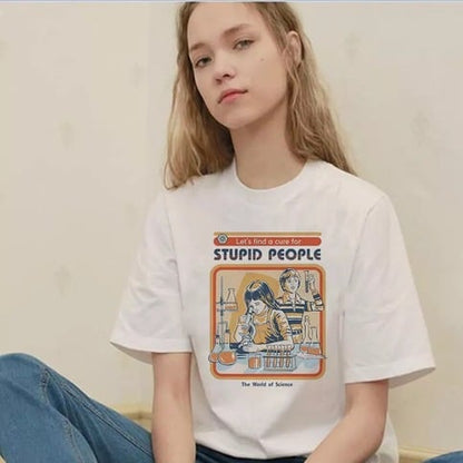 Cute Funny Cartoon Vintage Punk Print Short Sleeve Shirt T-shirt Tee Top Kawaii Korean Japanese Harajuku Chinese Retro Streetwear Aesthetic Fashion