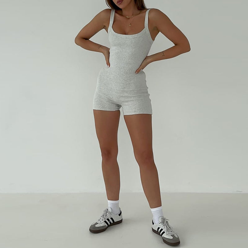 Grey Ribbed Playsuit