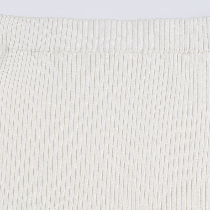 White Knit Pencil Mini Skirt