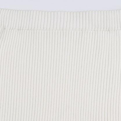 White Knit Pencil Mini Skirt
