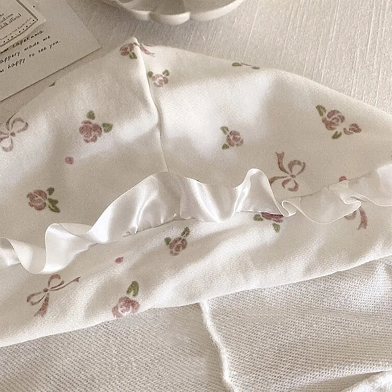 Bow Rose Print Loose Hoodie