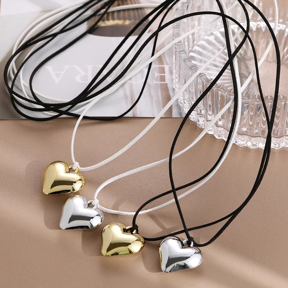 Black Velvet Big Heart Pendant Choker Necklace
