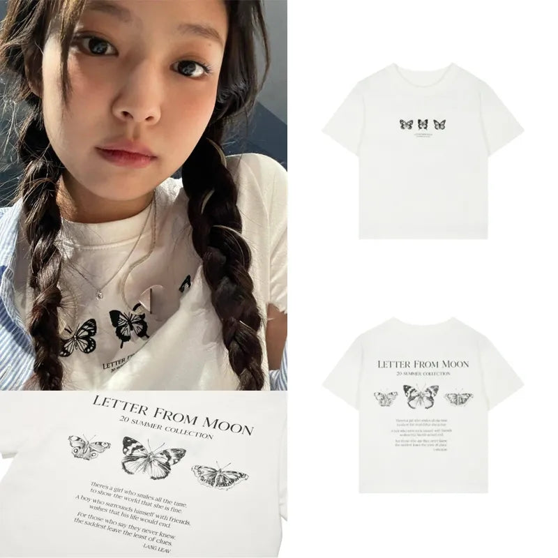 Butterfly Embroidery Short Sleeve T-shirt