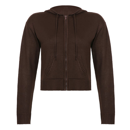 Brown Knit Long Sleeve Jacket