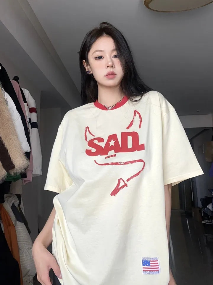 Demon Horn Oversized Graphic T-shirt