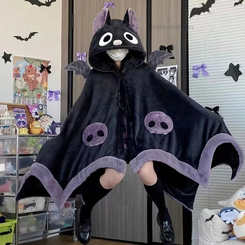 Japanese Bat Cartoon Plush Poncho