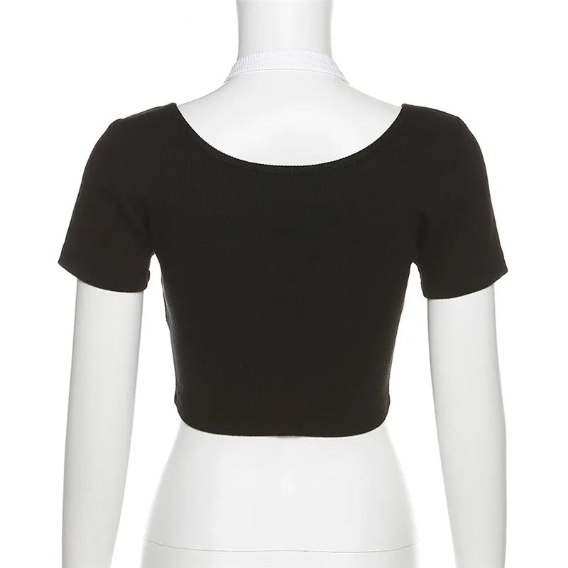 Pink Square Neck Crop Top