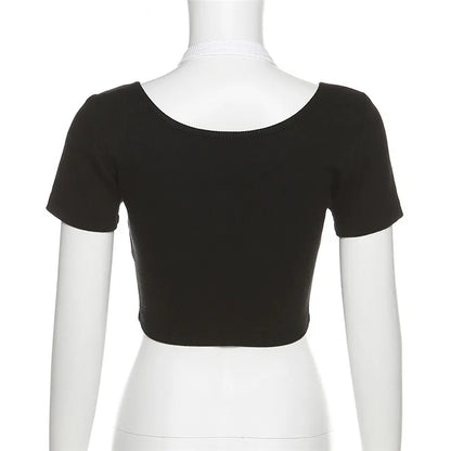 Pink Square Neck Crop Top