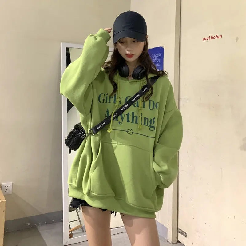 Girls Letter Print Oversized Hoodie