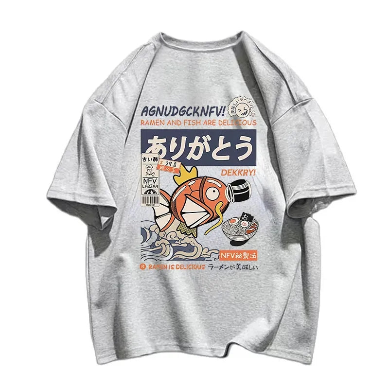 Japanese Fish Print Short Sleeve T-shirt