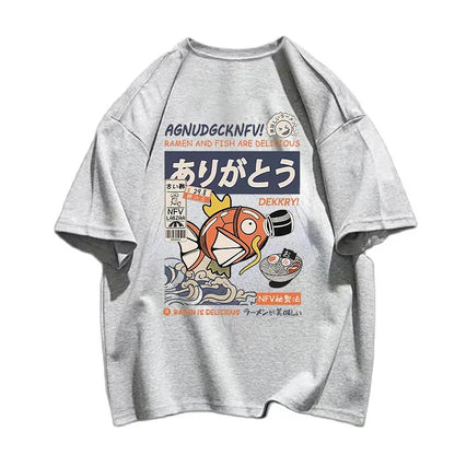 Japanese Fish Print Short Sleeve T-shirt