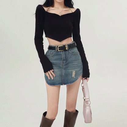 Black Chain Long Sleeve Shirt