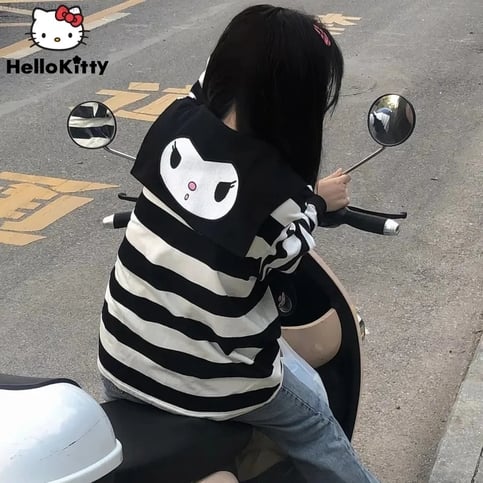 Japanese Anime Collar Stripe Long Sleeve Shirt