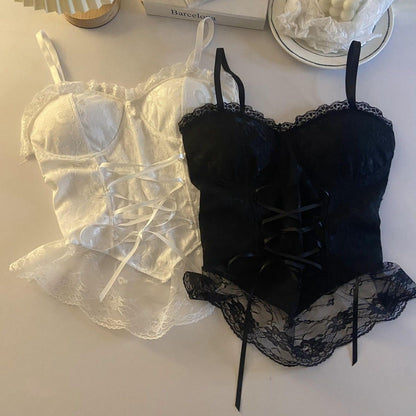 Spaghetti Strap Lace Corset Top