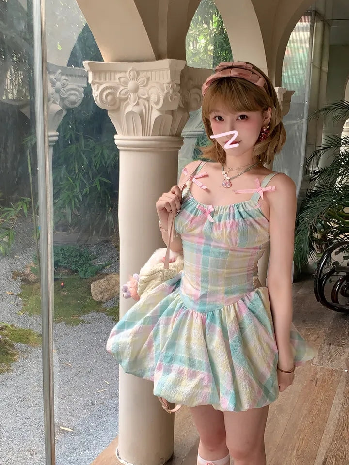 Rainbow Fairy Bow Colorful Mini Dress