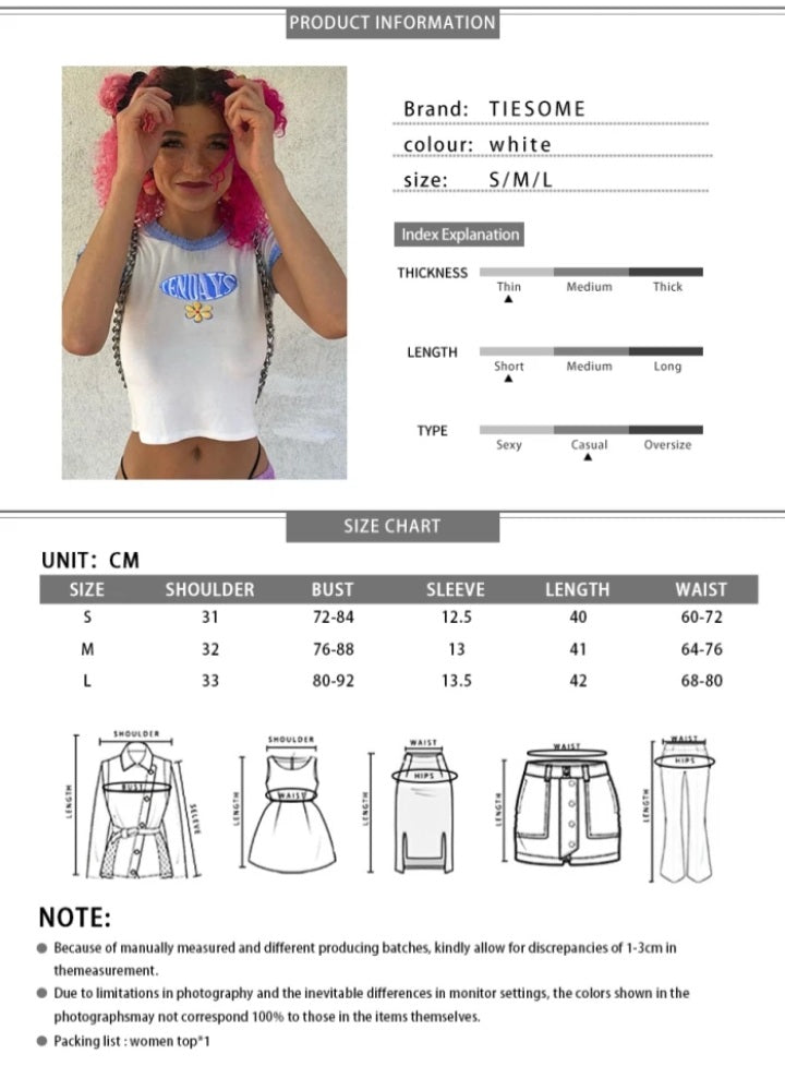 Cute Blue Lace Letter Embroidery Floral Print Short Sleeve Shirt Crop Top Aesthetic Casual Summer E-Girl Kawaii Korean Japanese Harajuku Streetwear