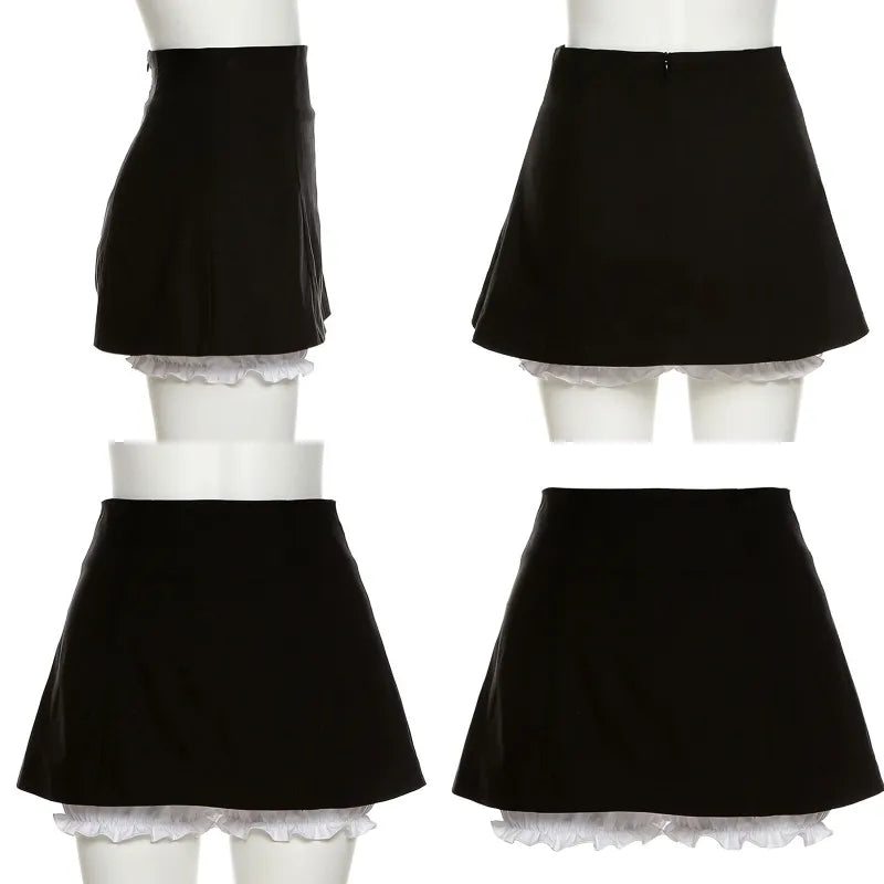 Black Ruffle High Waist Bloomers Mini Skirt