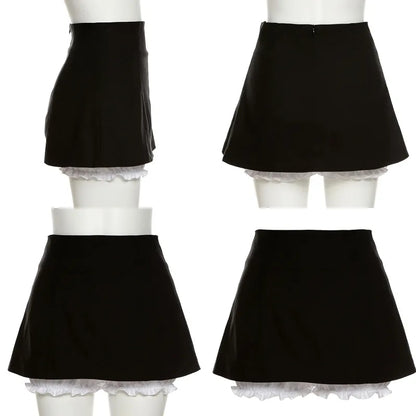 Black Ruffle High Waist Bloomers Mini Skirt