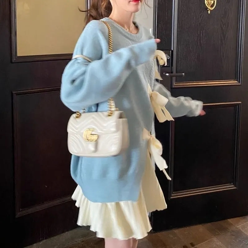Blue Sweet Bow Sweater