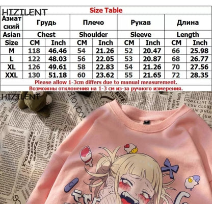 Cute Toga Anime Girl Cartoon Print Oversize Long Sleeve T-shirt Sweater Hoodie Aesthetic Casual Summer E-Girl Kawaii Korean Japanese Harajuku