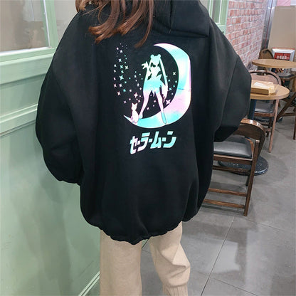 Anime Girl Japanese Print Glow in Dark Sweater
