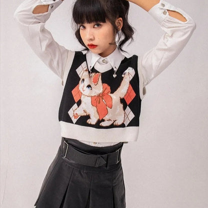Cat Knit Sweater Vest