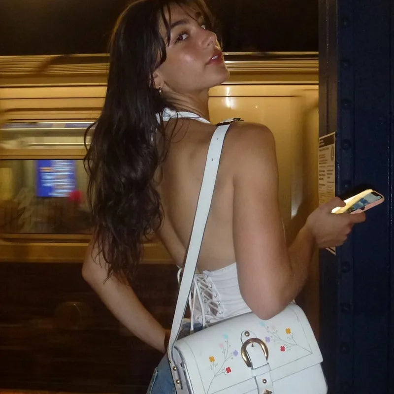 Bow Backless V Neck Halter Top