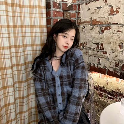 Preppy Plaid Soft Cardigan