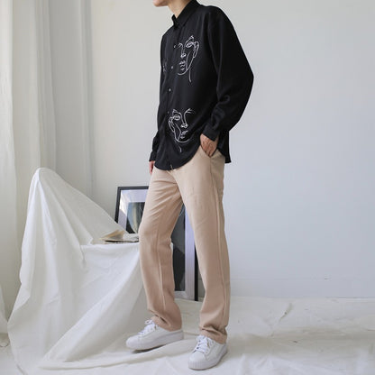 Cute Face Asymmetrical White Long Sleeve Shirt Tee T-shirt Top Blouse E-Girl Kawaii Korean Japanese Harajuku Retro Streetwear Aesthetic