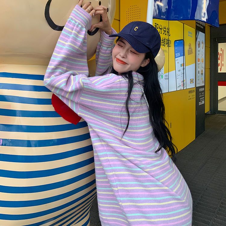 Rainbow Striped Knit Sweater