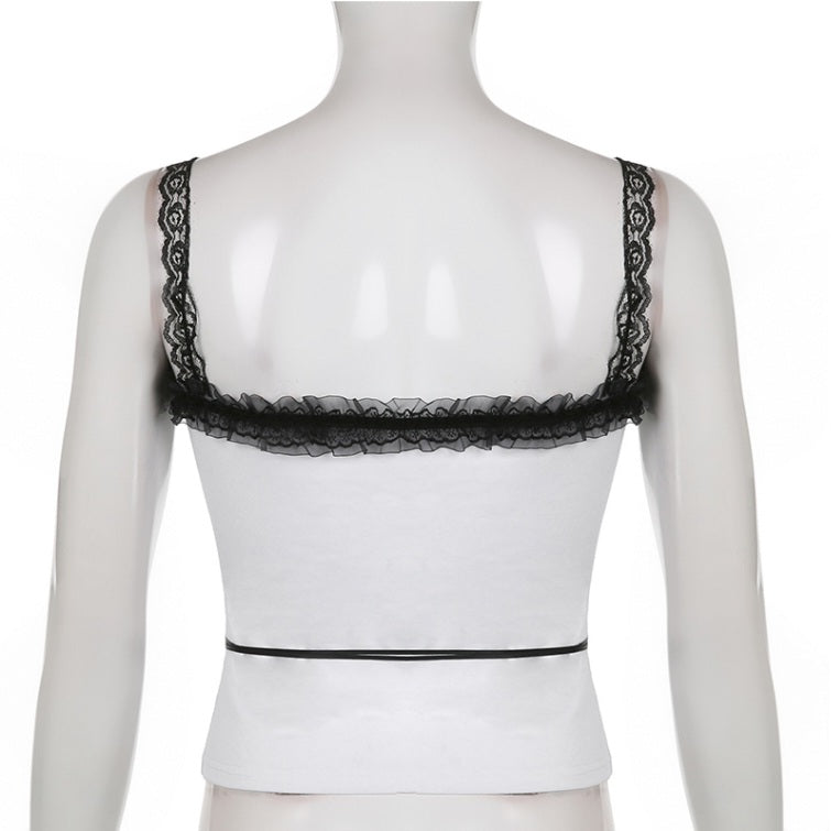 Lace Shoulder Bow Tank Top