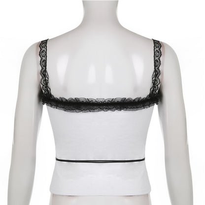Lace Shoulder Bow Tank Top