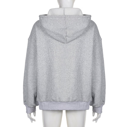 Bow Print Loose Hoodie