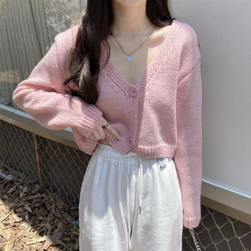 Pastel Knit V Neck Cardigan