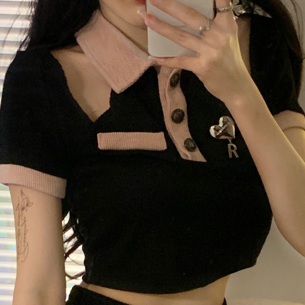 Black Off Shoulder Hollow Out Short Sleeve T-shirt