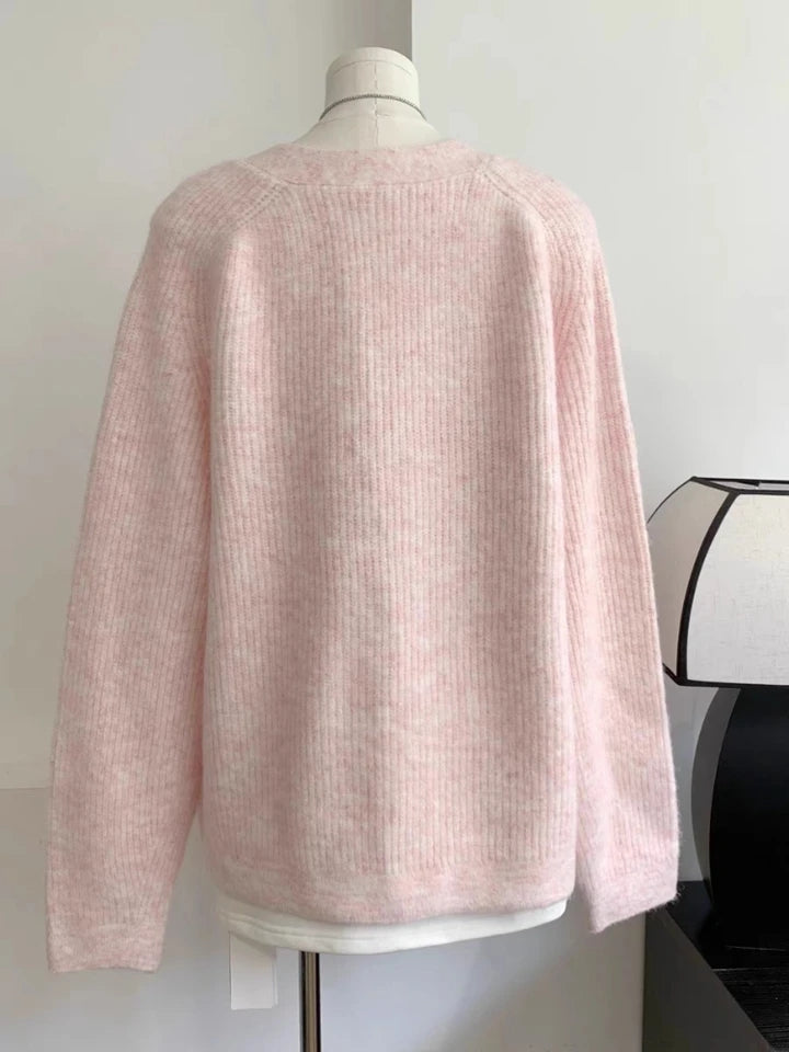 Pink V Neck Cardigan