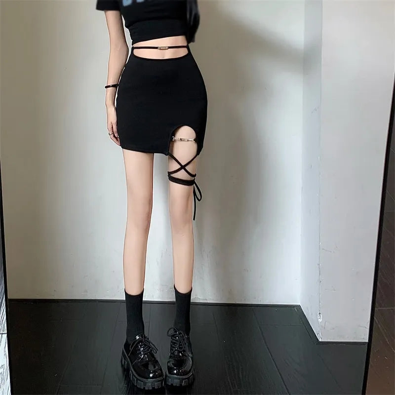Black Bandage High Waist Mini Skirt
