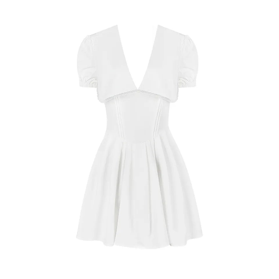 White Puff Sleeve Mini Dress