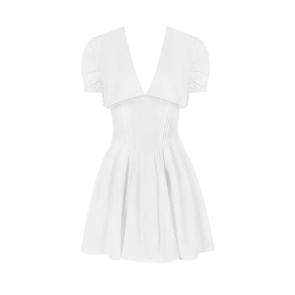 White Puff Sleeve Mini Dress