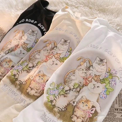 Cat Print Short Sleeve T-shirt