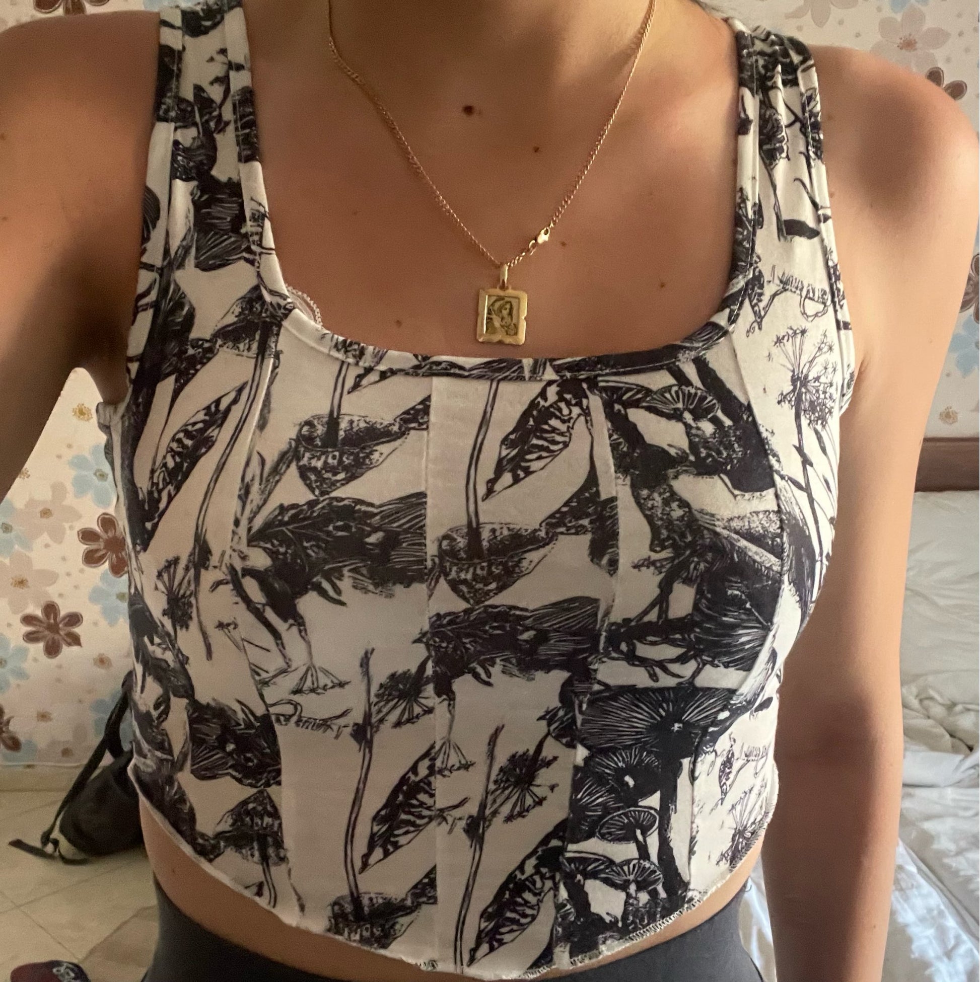 Black & White Plant Print Tank Top