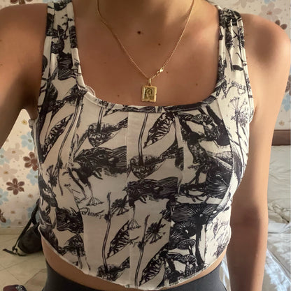 Black & White Plant Print Tank Top