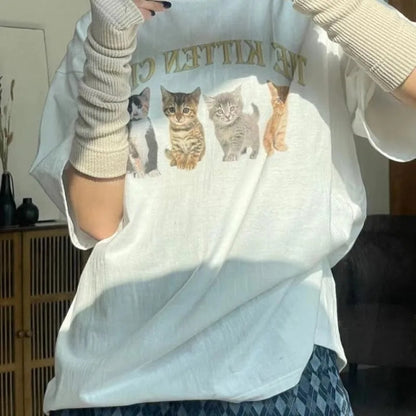Kitten Print Short Sleeve T-shirt