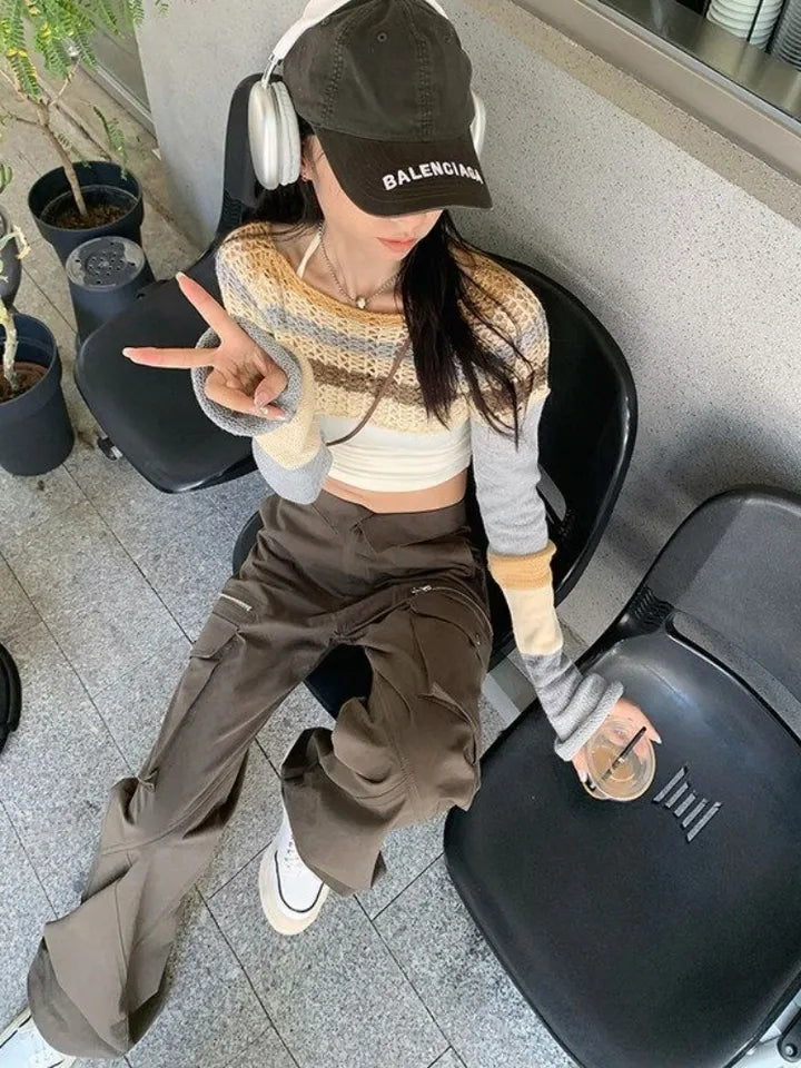Striped Hollow Out Smock